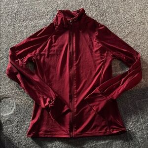 Burgundy Zip-Up Athletic Jacket